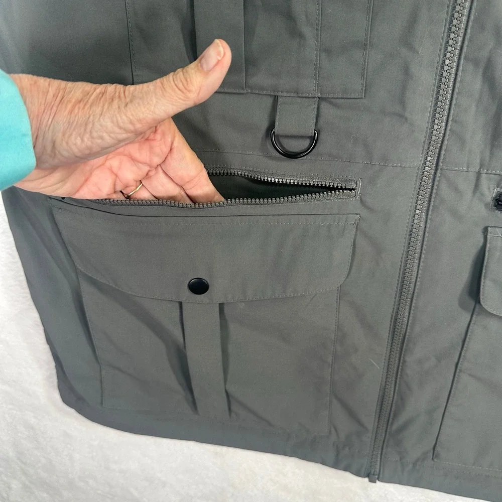 Roundtree & Yorke‎ TravelSmart Utility Vest Mens XL Gray Multi-Pocket Full Zip